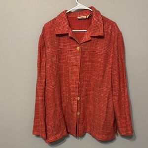 Vintage Women's Travelsmith reddish-orange Button-Up Thin  Jacket